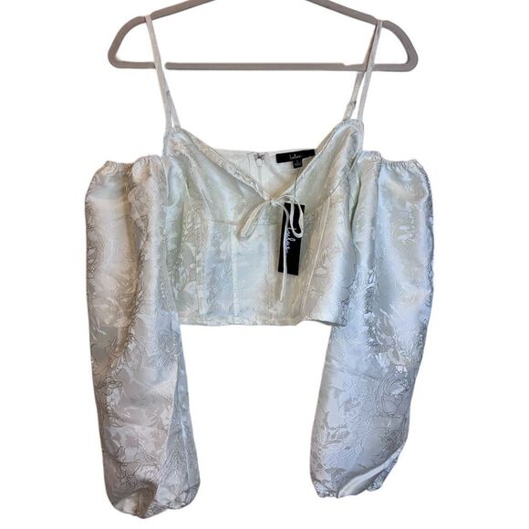 NWT Lulus Romantic Expression Ivory Jacquard Off-the-Shoulder Bustier Top - Picture 2 of 10